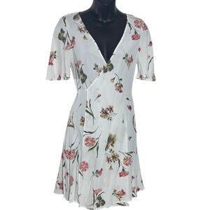 Christy dawn women’s small Anya floral true wrap mini dress crepe